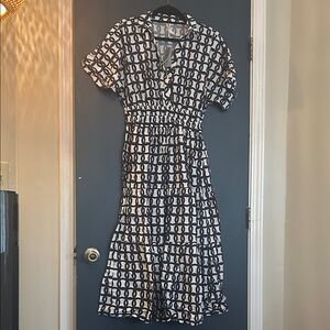 Anthropologie Navy and White Maxi Dress